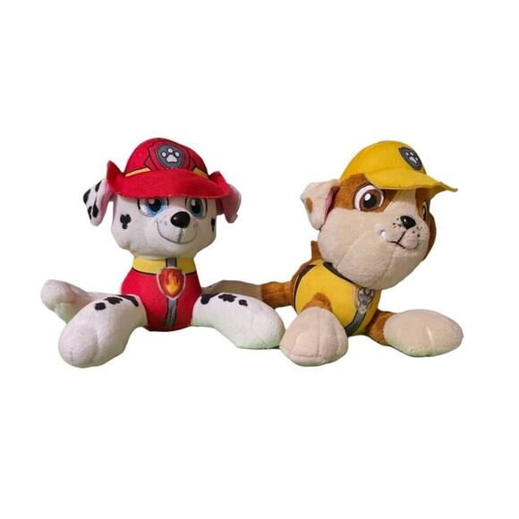 Nickelodeon Paw Patrol 9" Rubble Marshall Stuffed Plush Lot 2 - Picture 1 of 3
